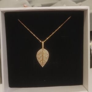 925 Sterling Silver Rose Gold Leaf Necklace